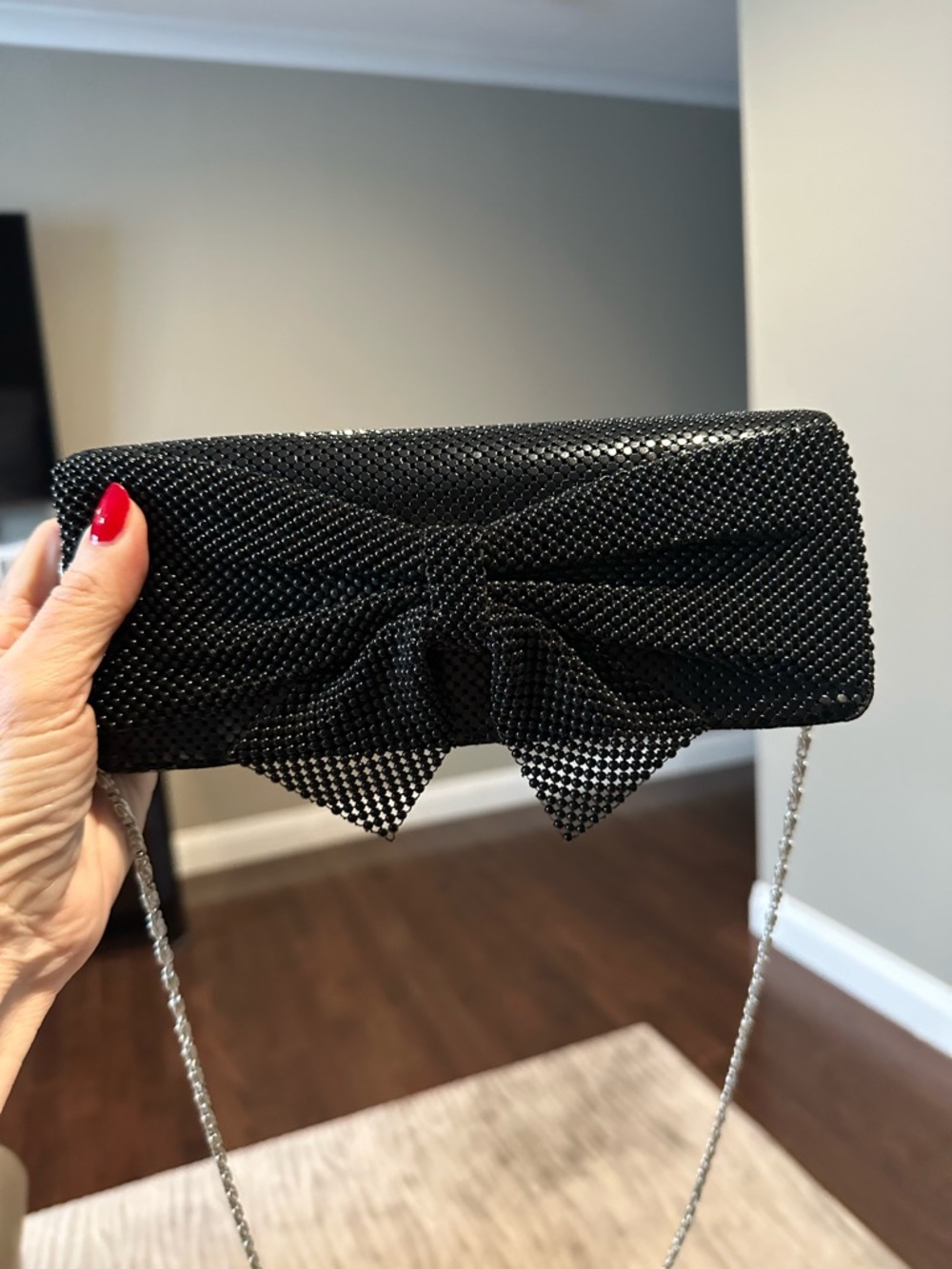Jessica McClintock Black Beaded Evening Clutch